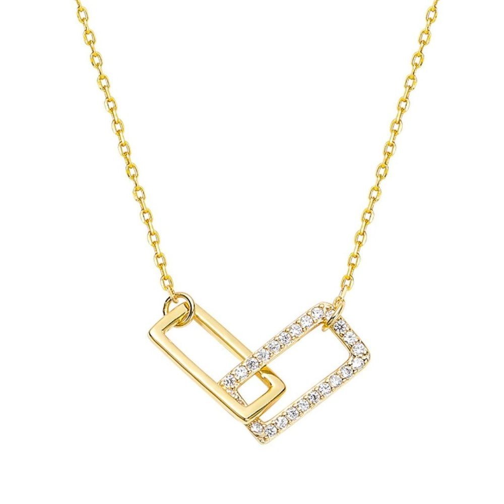 *NEW 925 Sterling Silver Interlock Square Necklace - Picture 7 of 7
